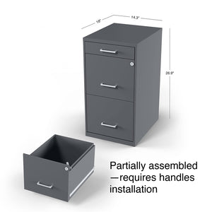 3-Drawer Vertical File Cabinet with Lock – Letter Size, Metal