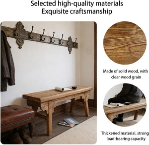 Rustic Solid Wood Narrow Indoor Bench