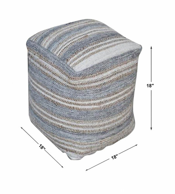 Square Wool Pouf Ottoman – 18" Cube Footstool