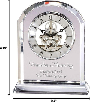 Crystal Desk Clock with Arched Top & Laser Engraving