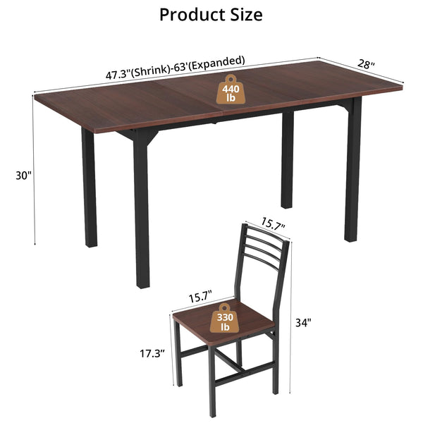 Extendable Dining Table Set with 4 Chairs for 4–6 People