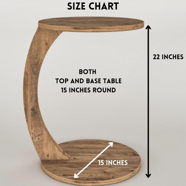 C Shaped End Table with Wheels - Round Rolling Side Table
