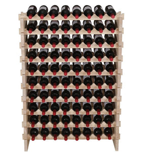 Pine Wood 80-Bottle Freestanding Wine Rack Floor Standing Stackable Storage