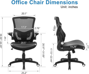 Ergonomic Mesh Office Chair with Lumbar Support & Flip-Up Arms