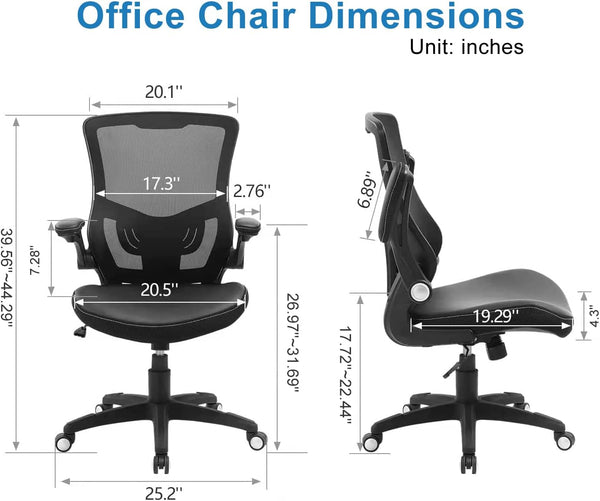 Ergonomic Mesh Office Chair with Lumbar Support & Flip-Up Arms