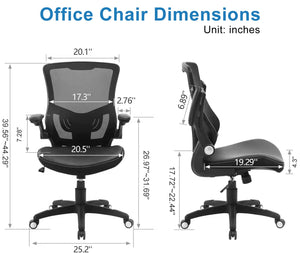 Ergonomic Mesh Office Chair with Lumbar Support & Flip-Up Arms