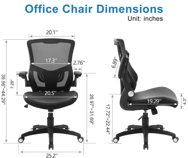 Ergonomic Mesh Office Chair with Lumbar Support & Flip-Up Arms