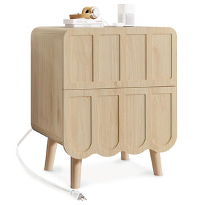 Nightstand with Charging Station & 2 Drawers