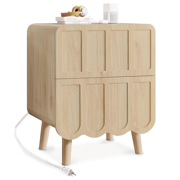 Nightstand with Charging Station & 2 Drawers