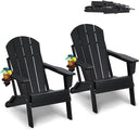 Folding Adirondack Chairs Set of 2 with Cup Holder