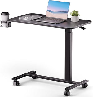 Adjustable Overbed Table with Wheels & Pneumatic Lift