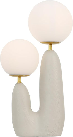 Mid-Century LED Table Lamp with Frosted Globe Shades, 2-Light