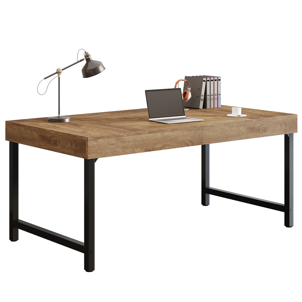 55" Industrial Executive Desk with Metal Legs
