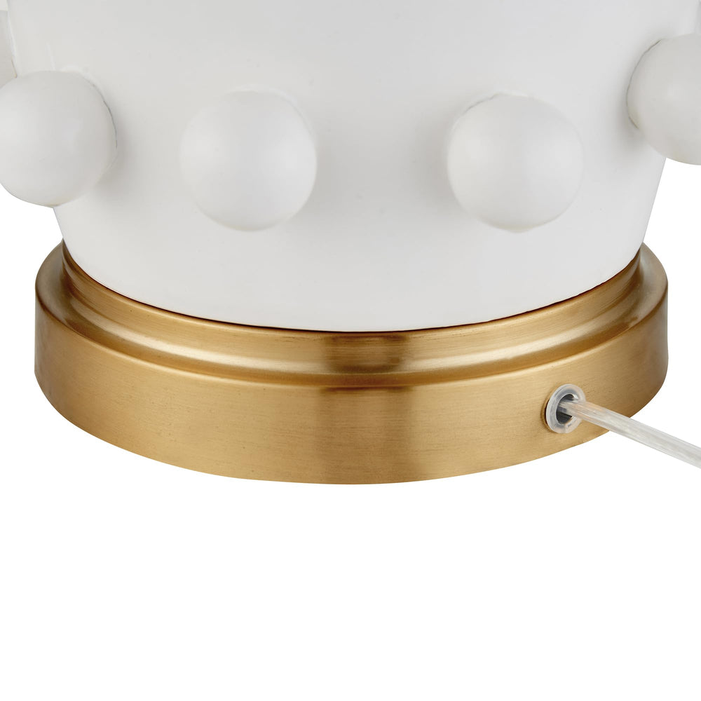 Modern Ceramic Table Lamp with Spherical Orbs & Fabric Drum Shade