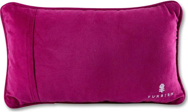 Wool Needlepoint Lumbar Throw Pillow, 9x15, Magenta Velvet Back