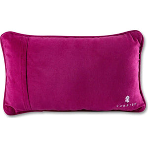 Wool Needlepoint Lumbar Throw Pillow, 9x15, Magenta Velvet Back