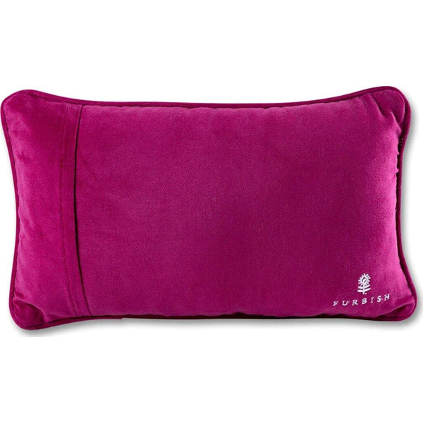 Wool Needlepoint Lumbar Throw Pillow, 9x15, Magenta Velvet Back