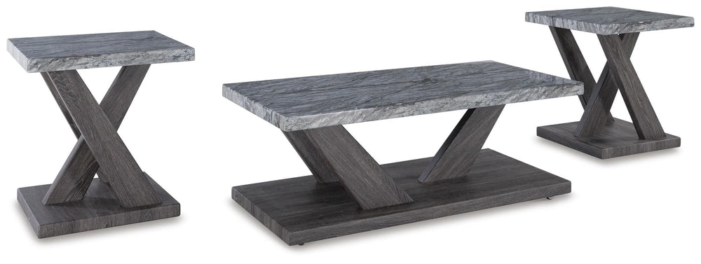 Contemporary Faux Marble Occasional Table Set of 3 with Casters