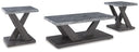 Contemporary Faux Marble Occasional Table Set of 3 with Casters