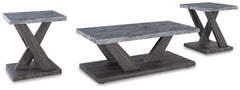Contemporary Faux Marble Occasional Table Set of 3 with Casters