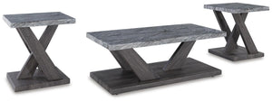 Contemporary Faux Marble Occasional Table Set of 3 with Casters