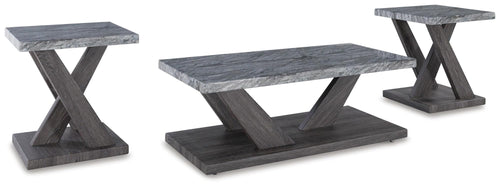Contemporary Faux Marble Occasional Table Set of 3 with Casters