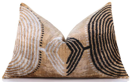 Silk Velvet Lumbar Throw Pillow 16x24 – Tribal Geometric