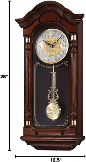 Oak Wood Pendulum Wall Clock with Chimes