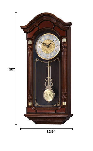 Oak Wood Pendulum Wall Clock with Chimes