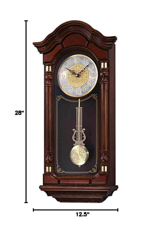 Oak Wood Pendulum Wall Clock with Chimes