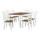 7-Piece Farmhouse Dining Table Set with 6 Cross Back Chairs