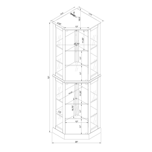 Lighted Corner Curio Cabinet with Glass Doors & Adjustable Shelves
