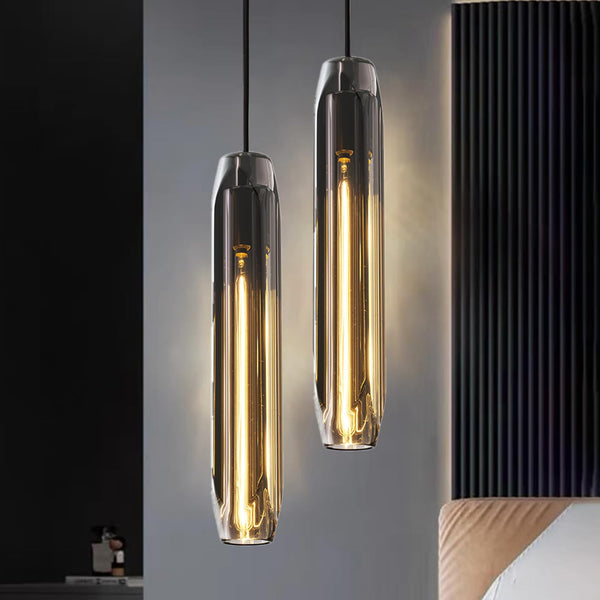 Smoke Gray Crystal Pendant Light for Kitchen Island
