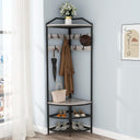 Corner Hall Tree with Shoe Bench & Coat Rack