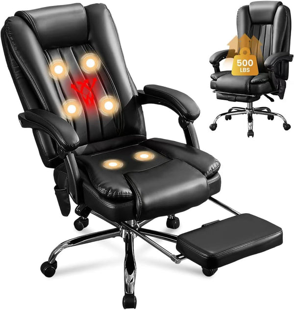 Heated Massage Reclining Office Chair with Footrest
