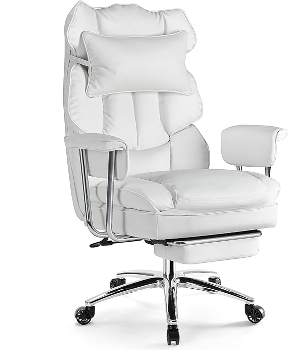 Ergonomic High Back Office Chair with Footrest & Lumbar Support – Reclining PU Leather