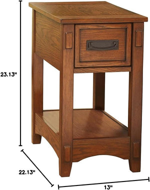 Mission-Style Chairside End Table with Drawer and Shelf