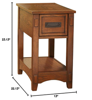Mission-Style Chairside End Table with Drawer and Shelf