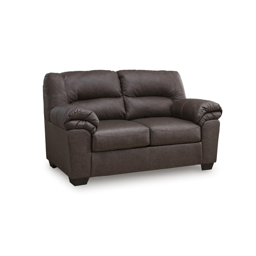 Contemporary Faux Leather Loveseat – Dark Brown