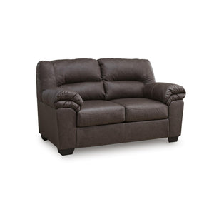 Contemporary Faux Leather Loveseat – Dark Brown