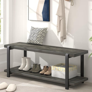 Industrial Entryway Bench with Shoe Storage – 47 Inch