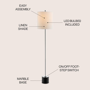 Chrome Marble LED Floor Lamp