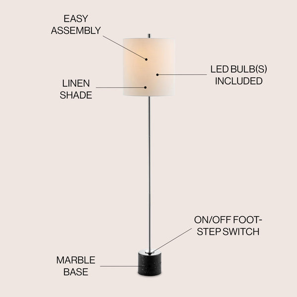 Chrome Marble LED Floor Lamp