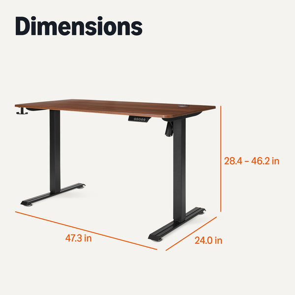 Electric Height-Adjustable Standing Desk 47" x 24"