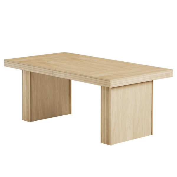 63-Inch Farmhouse Dining Table for 6 – Wood Grain Finish with Fluted Legs