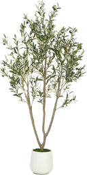 Artificial Olive Tree with White Planter