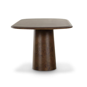Oval Burl Wood Dining Table 87" – Seats 6, Brown