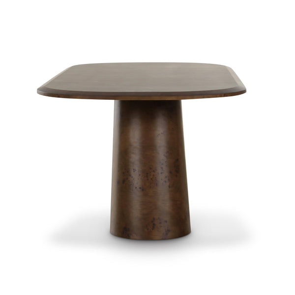 Oval Burl Wood Dining Table 87" – Seats 6, Brown