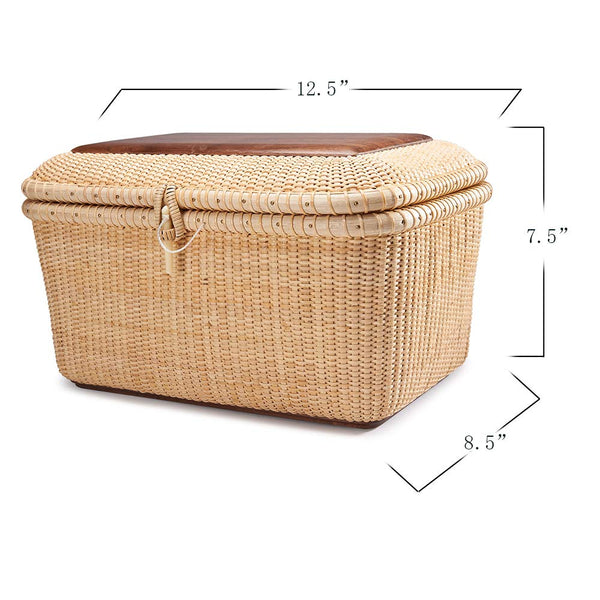 Rectangular Handwoven Rattan Storage Basket Set with Lid