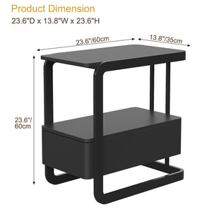 Narrow Side Table with Drawer and Open Shelf